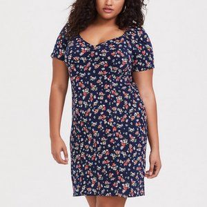 NWT Torrid Navy Floral Crepe Off Shoulder Dress